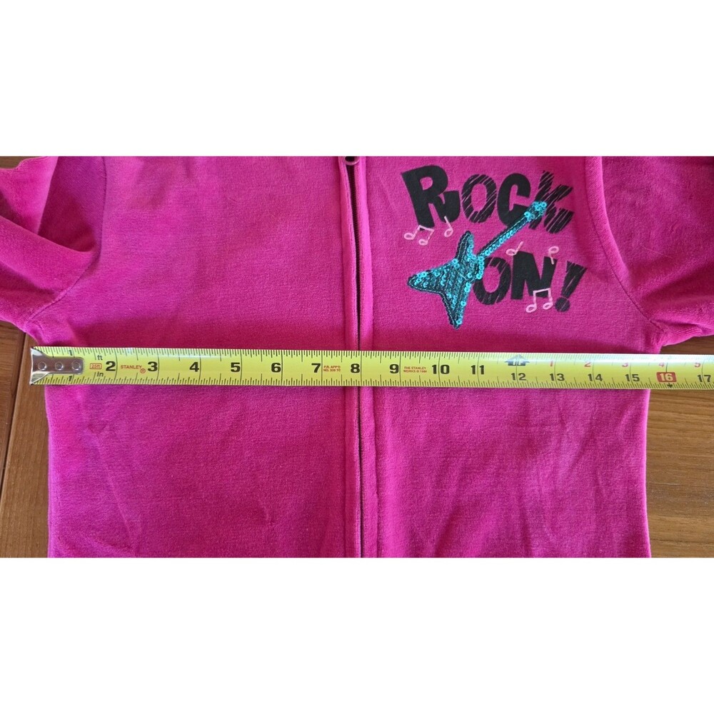 SO Girls Rock On! Pink hooded Jacket Size L (14) - Picture 6 of 12